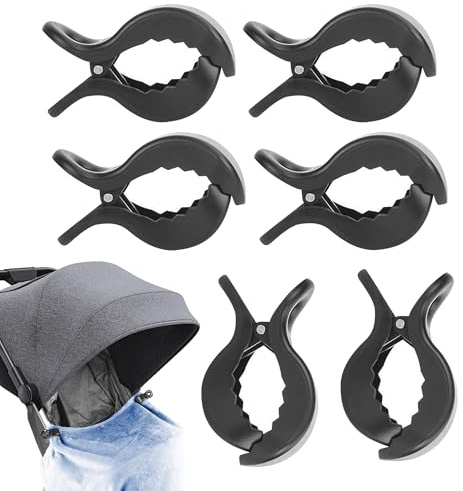 6 Pcs Baby Bag Clips Stroller Pegs Portable Pram Clasps for Mommy Black