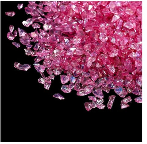 Wisafory krossat glaschips oregelbundna glaschips glitter oborrade glaspärlor transparent glas för bröllop fest vasfyllnad bröllop bordsdekorationer hantverk 100 g rosa