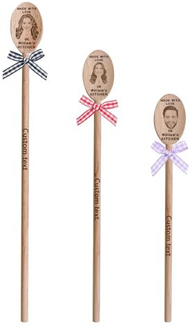 Personalized Face Engraved Wooden Mixing Spoon, Custom Spoon With Photo, Funny Novel Wood Spoon, Gift for Her, Baking and Cooking, Customized Kitchen Utensils (Style 7)