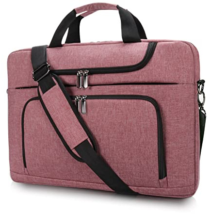 BERTASCHE Laptop Bag for Women, Laptop Case Sleeve 15.6 17 17.3 Inch, Computer Briefcase Bag with Shoulder Strap for Work Business Travel (15.6 Inch, Pink)