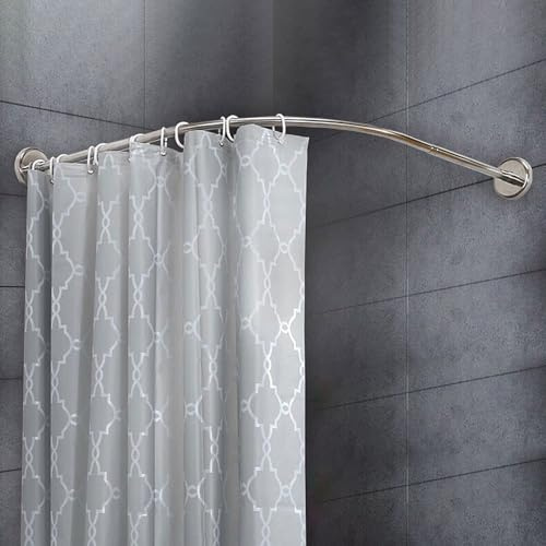 TapferBahn Duschvorhangstange L Forms,Edelstahl Dusche Vorhangstange Ecke,Einstellbare Dusche Stange Badewanne Schiene,Viertelkreis Duschvorhangstange,für Badezimmer,Badewanne,Balkon,Umkleidekabine
