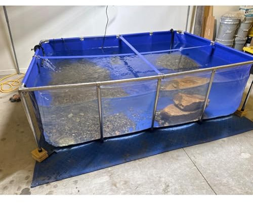 Rygcrud Aquarium Pool Teich Mit Klarer Sichtscheibe, PVC-Leinwand Mit Stahlrahmen Fischbecken Wassertank Für Schildkröte Koi/Goldfisch Zu Leben(100x60x51cm)