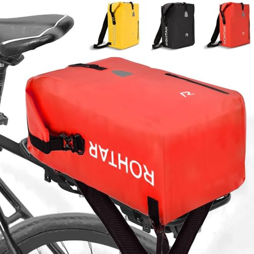 LOFERMA Fahrradtasche 25L – wasserdichte Gepäckträgertasche & Rucksack zum Umhängen | Ideal für Pendler, Touren & Alltag | Reflektierende Details & Robuste Verarbeitung (Rosa)