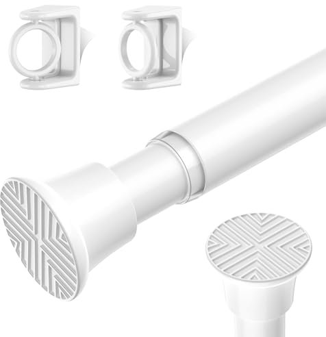 AIZESI 1 Stück Teleskopstange Weiß – Gardinenstange ohne Bohren, Verstellbar 60-120 cm – Klemmstange für Fenster, Kleiderschrank, Abstellschrank, Curtain Rod No Drill