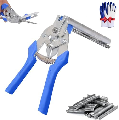 Nicebelie Pliers, Fence Repair Tool, Type M Nail Ring Pliers, Hog Ring Wire Cage Clips Plier Kit, Chicken Coop Clamps, Poultry Cage Tie Clamps, Bird Mesh Wire Fencing for Fence Fastening(Blue)