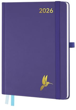 FEKSINO Agenda Settimanale 2026 A5 21,3 x 14,6 cm -1 Settimana 2 Pagine - Weekly Planner 12 Mesi da gennaio 2026 a dicembre 2026, Copertina Rigida in Pelle PU,Viola