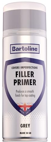 Bartoline Filler Primer Spray Paint, Gray, 13.5 oz - Sandable Finish Multi-Surface Filler & Primer for Metal, Wood & Plastic - Fast-Drying - 400 ml
