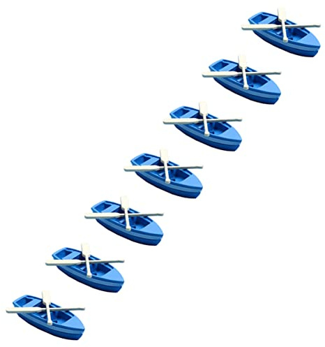 Kisangel 7 Set Miniature Boat Decor with Paddles Resin Micro Landscape Ornaments for Beach Sandbox Nautical Row Boat Models for Home Office and Garden Decoration