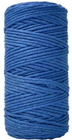 yeeplant Cuerda trenzada de 2 mm de grosor, mezcla de algodón y poliéster, proyectos de cuerda azul, sombreros de ganchillo, bolsas de playa, fabricación de rosarios católicos