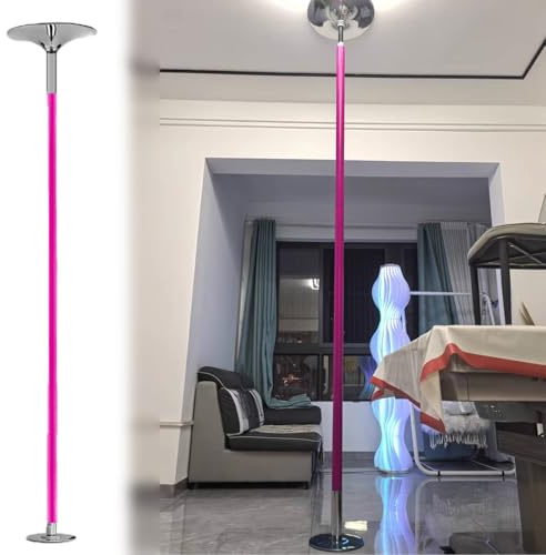 Minglez Barra Pole Dance Barra de Pole Dance Giratoria de 45 mm para Casa/Interior, Barra de Striptease Giratoria Portátil, Ideal para Apartamentos, Barra(Pink,2.3-2.74 m (7.5-9 ft))