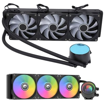 Ejoyous Ventilador ARGB PWM de Refrigeración por Agua para CPU AIO de 360mm con Ventiladores de 3x120mm Silencioso por Debajo de 25dBA Bomba de Alto Rendimiento para LGA