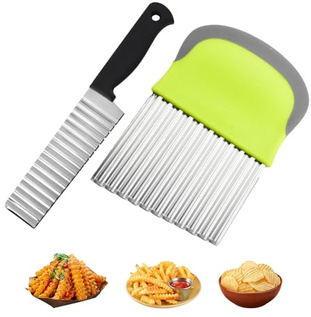lioewhu Wellenschneider, 2 Stück Edelstahl Wellenmesser, Wellenschnittmesser, Crinkle Cutter, Kartoffel Gemüsehobel, Mehrzweck Gemüseschneider für Gemüse, Obst, Salate und Dekoration