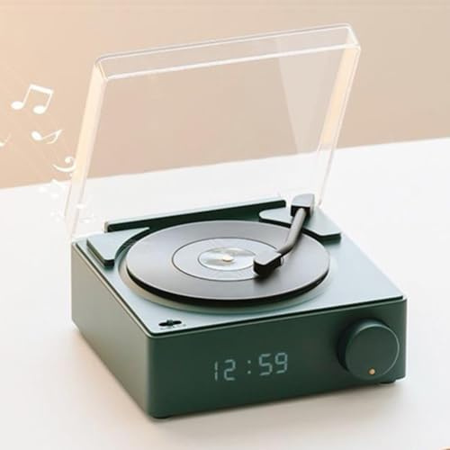Dilwe Haut-Parleur Tourne-Disque Portable sans Fil, Haut-Parleur Stéréo HiFi Rotatif à 360 Degrés, Trois Modes de Lecture pour Chambre à Coucher (Green)