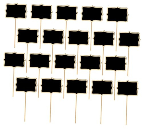 Milisten 20pcs Wooden Marker Boards Mini Chalkboard Toppers with Support Easels, Black Board Garden Flower Labels for Signage in Garden and Weddings, Easy to Take and Write Little