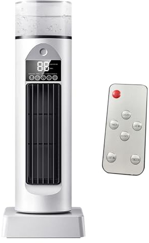 Ventilador de torre con mando a distancia, ventiladores de 13,6 pulgadas sin asas, temporizador de 6 horas, velocidades ajustables, ventiladores de enfriamiento evaporativos CA, humidificador