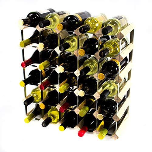 Classic 30 Bottle Pine Wood and Galvanised Metal Wine Rack Kit
