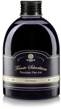 Füllhaltertinte in praktischer Nachfüllflasche,Schreibtinte für Füllhalter,Füllertinte,Kalligraphie Tinte in Schwarz 250ml