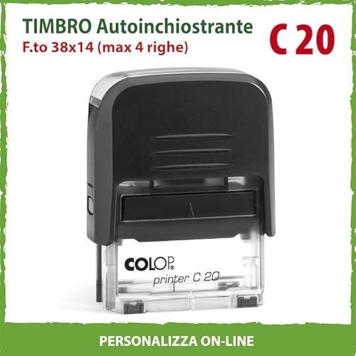 Timbro Personalizzato Autoinchiostrante Scegli e Componi Online il Testo Colop Printer C 20 Ufficio Scuola Lavoro 4 Righe