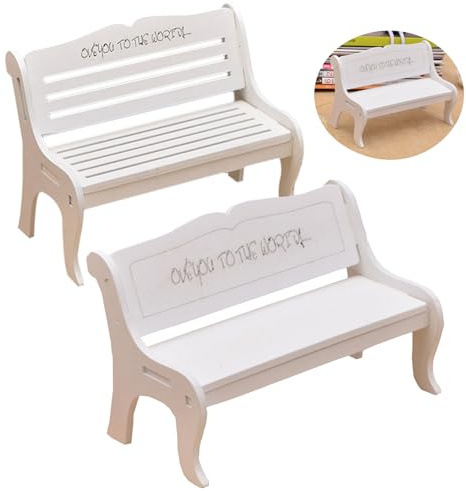 Miniatur Bank Gartenbank,Mengger 2 stücke Miniatur Garten Patio Furniture Holz Stuhl Micro Landschaft Gartenmöbel Dekoration für Puppenstube DIY Verzierungen Fotografie Requisiten Mini Bank