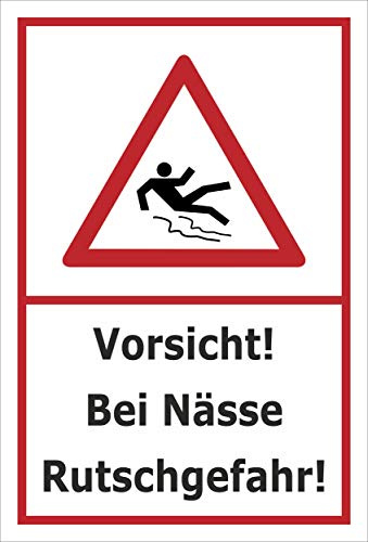 Melis-Folienwerkstatt Schild Rutschgefahr bei Nässe - 15x10cm - Bohrlöcher - 3mm Aluverbund – 20 VAR S00018-126-B