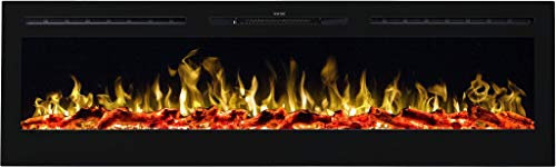 AFLAMO Majestic - Chimenea eléctrica de Pared (750 W o 1500 W), simulación de Fuego LED, Profundidad de Solo 14 cm (183 x 54 x 14)
