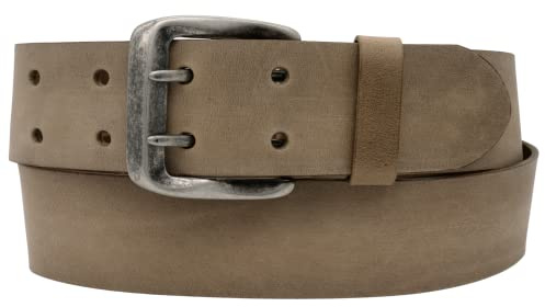 AnnaMatoni Herren Gürtel Ledergürtel Doppeldorn Schließe 4,5cm breit echt Leder Vintage Look Gürtel Leder Made in Germany Leder Gürtel
