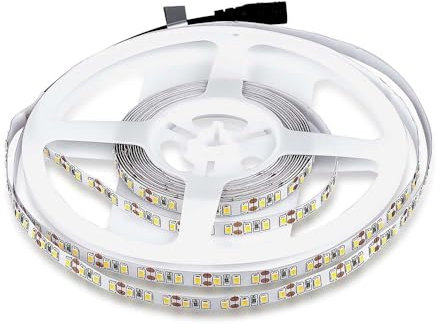 V-TAC Striscia Led da Interno SMD 3528 8W - 5 Metri - Strisce LED Adesiva per Casa, Cucina, Camera, Ambienti Interni - Luce Bianca Fredda 6500k - Nastro LED Luminoso 800 Lumen - Alimentata 12V