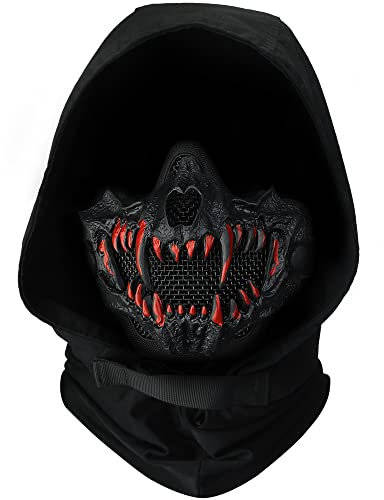 Guayma Airsoft Half Face Skull Masks Tactical Face Protection Mesh Mask for Halloween Cosplay Paintball CS Games,Suit