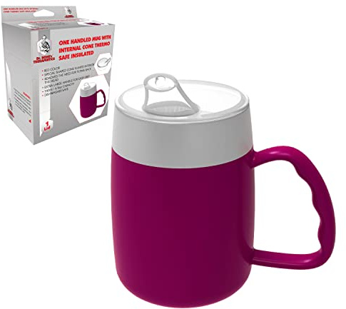 DR. BONE'S THERAPEUTICS ® Mug with Internal Cone with Spouted Lid with Small Opening, Spill-Proof, Drinking aid, Thermo Mug, Feeding Cup Drinking Aid Adult Drinking Cup Sippy Cup 140 ml (BlackBerry)