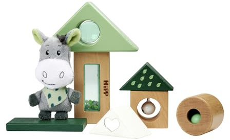 Eichhorn - Baby Hipp Soundbausteine mit Plüschesel mit Geräuschfunktion, 8-TLG., 100% FSC zertifiziertes Buchenholz, ab 1 Jahr