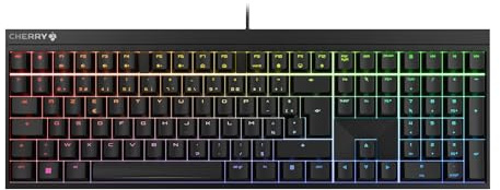 CHERRY MX 2.0S, Mechanische Gaming-Tastatur mit RGB-Beleuchtung, Französisches Layout (AZERTY), Kabelgebunden, Designed in Germany, MX Brown Switches, Schwarz