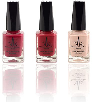 (Combo de 3) Esmalte de uñas permeable con infusión de henna Wudhu y vegano, esmalte halal de larga duración (Farah + Devine + Inocence)