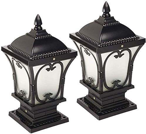 GRAWIT Lot de 2 Lampes de Pilier de Style Victorien Luminaires de Colonne étanches Lampes de Poteau d'extérieur Traditionnelles Balck avec Support de Pilier Structure en Aluminium moulé sous Pression