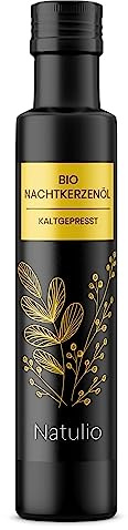 Natulio Nachtkerzenöl Bio kaltgepresst 250ml - zur Ernährung sowie zur Hautpflege geeignet - reich an Gammalinolensäure und Linolsäure- zertifiziert nach DE-ÖKO-006