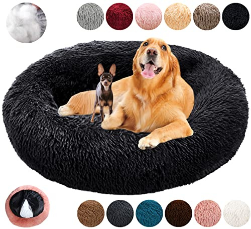 Cama Perro Grande Redonda Cama de Perros Gatos Cómodo Suave Cálido Felpa Donut,Antiestres Lavables con Usable Parte Inferior Antideslizante Cojin,12 Colores
