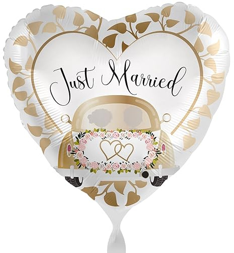 Folienballon Just Married Luftballon zur Hochzeit Geschenk Brautpaar Luftballon Hochzeitsdeko Ballon Flitterwochen Honeymoon Hochzeitsauto