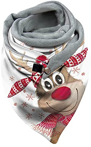 DeaAmyGline Weihnachtsschal Dreieckstuch Damen Schal mit Knopf, Dreiecksschal Elegant Klassischer Winter Dreieck Schals Weihnachten Warme Winterschal Damenschal Halstuch Wickelschal