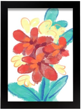Nacnic Dahlia Art Design Feuille. Dans Fleurs assorties Affiche. Tableaux décoratifs esthétiques pour votre salon, chambre, maison Tailles A4 avec des cadres noirs