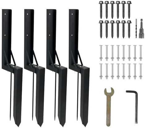 Fence Post Repair Kit, High Hardness Carbon Steel Fence Post Anchor with Fixation Pin, 2/4PCS Stable Sturdy Fence Repair Ground Stakes for Garden, Ranch (4)