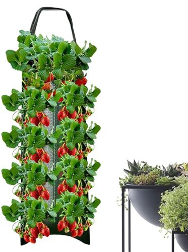 Bolsa de cultivo para macetas colgantes, bolsas de lona transpirable para macetas de fresas, paquete de macetas de tomates al revés, bolsa de cultivo para plantar tomates y fresas, bolsas de cultivo