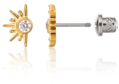 Limerencia G23 Hypoallergen Titan CZ Ohrstecker mit Schraubverschluss,Nickelfreie Gesundheitsstecker Medizinische Ohrringe für Damen Empfindliche Ohren