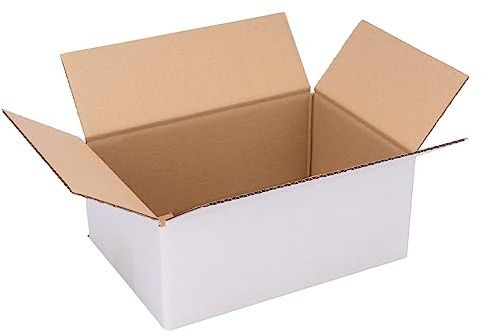 Förpackning vikbara kartonger 250 x 175 x 100 mm vit (yttermått 255 x 180 x 110 mm) KK 24 1-vågig fraktkartong för små varor DHL paket S DPD S GLS S-kartonger (50 stycken)