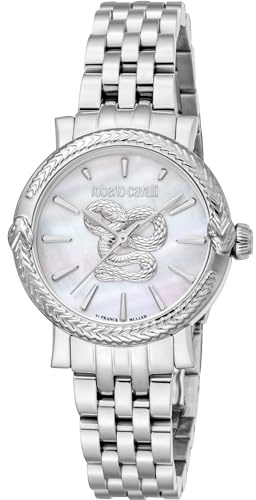 Roberto Cavalli by Franck Muller Damen Analog Quarz Uhr mit Edelstahl Armband RV1L231M0011