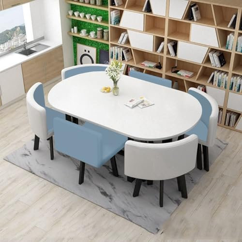 EpuzeR Esstisch mit 6 Stühlen, 90x150x75cm Essgruppen, Besprechungstisch Konferenztisch Küchentisch mit Cipri Sitztasche(6)