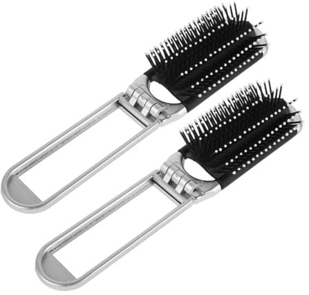 Beavorty 2 Stück Faltbare Kleiner Haarbürste Mit Spiegel Kompakte Reisehaarbürste Tragbare Bürste Für Damen Und Herren Für Handtaschen Und Unterwegs Sanfte Antistatische Borsten
