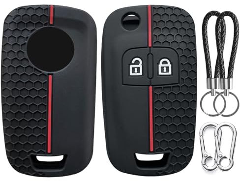 Laitejituan 2 O-pel Schlüsselhülle, für O-pel Insignia Astra Vauxhall Mokka Meriva Corsa Zafira Vectra Chevrolet Cruze Orlando Schlüssel, Silikon Auto Schlüssel Abdeckung mit Schlüsselanhänger