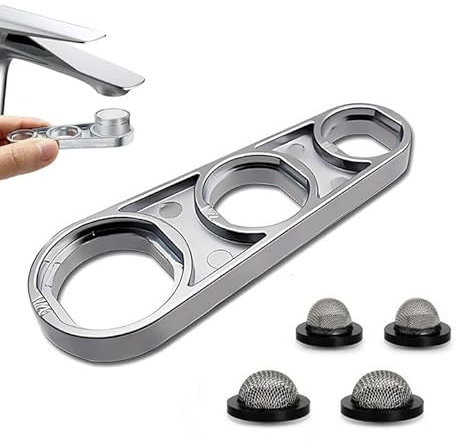 Wasserhahn Strahlregler Mischdüsen Schlüssel Wasserhahn Belüfter Entfernungswerkzeug Mischdüsenschlüssel M16/M18/M20/M22/M24/M28,für Küche und Bad, Ausgestattet mit 4-Netz Dichtungen