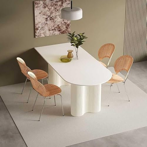 Moderner ovaler Esstisch für 2–6 Personen, weißer Esszimmer- oder Küchentisch – schlankes Design für Esszimmer, Küche oder Frühstücksecke – stabiles und stilvolles Möbelstück