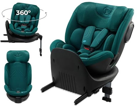 Kinderkraft XRIDER2 Infant Car Seat with Base, Isofix, I-Size 40-125 Cm, from Birh to 7 Years, Reclining, 360 Degree, Safety Systems, Travel Comfort, Green
