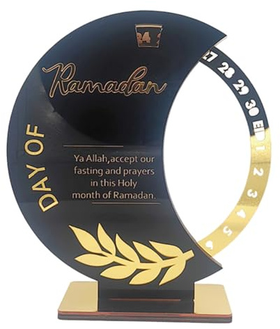 Ramadan Countdown Kalender,Drehbar Eid Mubarak Kalender,DIY Zahlen Drehbar Ramadan Adventskalender,Countdown-Kalender Ornament Gebet Ramadan Mubarak,Ramadan Wohnzimmer Deko,Typ1(schwarzes Gold)